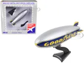 Goodyear Blimp Silver Metallic with Blue and Yellow Graphics ""1 in Tires"" 1/350 Diecast Model Airplane by Postage Stamp