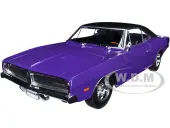1969 Dodge Charger R/T Purple with Matt Black Top and Black Tail Stripe ""Special Edition"" 1/18 Diecast Model Car by Maisto