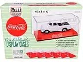 6 Collectible Acrylic Display Show Cases with Red Plastic Bases with 3 Different Slogans ""Coca-Cola"" for 1/64 Scale Model Cars by Auto World