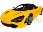 McLaren 720S Volcano Yellow with Black Top and Carbon Accents 1/18 Model Car by Autoart