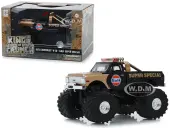 1971 Chevrolet K-10 Monster Truck ""Gulf Super Special"" Black and Gold with 66-Inch Tires ""Kings of Crunch"" 1/43 Diecast Model Car by Greenlight
