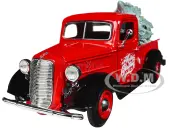 1937 Ford Pickup Truck Red and Black ""Merry Christmas"" with Tree Accessory 1/24 Diecast Model Car by Motormax