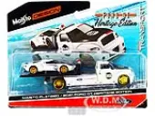 2021 Ford GT 98 Heritage Edition with Flatbed Truck White and Black ""Elite Transport"" Series 1/64 Diecast Model Cars by Maisto