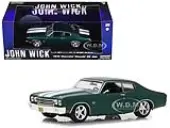 1970 Chevrolet Chevelle SS 396 Green with White Stripes ""John Wick"" (2014) Movie 1/43 Diecast Model Car by Greenlight