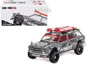 Datsun Kaido 510 Wagon 4x4 RHD (Right Hand Drive) ""Kaido Offroad V1"" Gray Metallic with Red Interior and Surfboards on Roof (Designed by Jun Imai) ""K