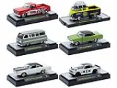 ""Auto Meets"" Set of 6 Cars IN DISPLAY CASES Release 85 Limited Edition 1/64 Diecast Model Cars by M2 Machines