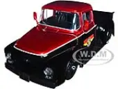 1956 Ford F-100 Pickup Truck ""Mickey Thompson Performance Tires &amp; Wheels"" Black and Red Metallic ""Just Trucks"" Series 1/24 Diecast Model Car by J
