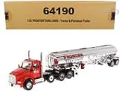 Kenworth T880 SBFA Tandem Day Cab Truck with Pusher Axle and Heil FD9300/DT-C4 Petroleum Tanker Trailer ""Frontier Tank Lines"" Red and Chrome ""Transpo