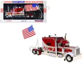 1997 Peterbilt 379 Tractor Truck White and Red Metallic with American Flag Limited Edition to 504 pieces Worldwide ""Vintage Heavy Haul Truck Collecti