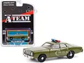 1977 Plymouth Fury ""U.S. Army Police"" Army Green ""The A-Team"" (1983-1987) TV Series ""Hollywood Special Edition"" 1/64 Diecast Model Car by Greenlight