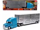 Mack Pinnacle Truck with Pot Belly Livestock Trailer Blue and Chrome ""Long Haul Truckers"" Series 1/32 Diecast Model by New Ray