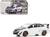Toyota GR Vios White with Carbon Hood 1/64 Diecast Model Car by Pop Race