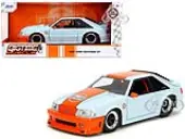 1989 Ford Mustang GT ""Gulf Oil"" Light Blue with Orange Stripe ""Bigtime Muscle"" Series 1/24 Diecast Model Car by Jada