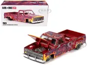 Chevrolet Silverado Dually Pickup Truck ""On Fire V1"" Red Metallic with Flames and Red Interior (Designed by Jun Imai) ""Kaido House"" Special 1/64 Diec