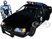 Ford Taurus OCP Matt Black ""Detroit Police"" and Robocop Diecast Figure 35th Anniversary ""Robocop"" (1987) Movie ""Hollywood Rides"" Series 1/24 Diecast