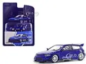 Pandem Civic EG6 RHD (Right Hand Drive) Blue Metallic ""Enigma Exclusive Edition"" 1/64 Diecast Model Car by Pop Race