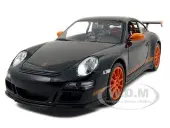 Porsche 911 (997) GT3 RS Black with Orange Accents 1/24-1/27 Diecast Model Car by Welly