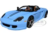 Porsche Carrera GT Convertible Blue with Black Stripes ""Pink Slips"" Series 1/24 Diecast Model Car by Jada