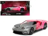 2017 Ford GT Gray Metallic and Pink Gradient ""Pink Slips"" Series 1/32 Diecast Model Car by Jada