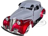 1939 Chevrolet Coupe Lowrider Gray and Red Metallic ""Get Low"" Series 1/24 Diecast Model Car by Motormax