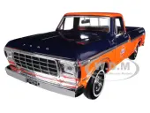 1979 Ford F-150 Custom Pickup Truck ""Gulf"" Dark Blue and Orange 1/24 Diecast Model Car by Motormax