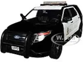 2015 Ford Police Interceptor Utility Black and White ""Los Angeles Police Department (LAPD)"" with Flashing Light Bar and Front and Rear Lights and Sou