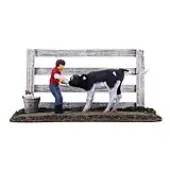 First Bottle Feeding ""Boy Feeding Calf"" Diorama 1/25 Metal Model by First Gear