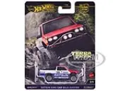 Datsun King Cab Baja Custom Pickup Truck 720 White and Blue with Red Hood ""Terra Trek"" Series Diecast Model Car by Hot Wheels