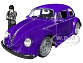 Volkswagen Beetle Purple Metallic and Wednesday Addams Diecast Figure ""Wednesday"" (2022) TV Series ""Hollywood Rides"" Series 1/24 Diecast Model Car by