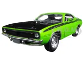 1970 Plymouth Barracuda Green with Black Hood and Stripes ""Muscle Car Collection"" 1/25 Diecast Model Car by New Ray