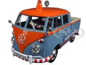 Volkswagen Type 2 (T1) Delivery Service Pickup Truck Blue and Orange ""VW-Kundendienst"" 1/24 Diecast Model Car by Motormax