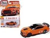 2021 Ford Mustang Shelby GT500 Carbon Fiber Track Pack Twister Orange with Black Top ""Modern Muscle"" Series 1/64 Diecast Model Car by Auto World