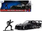 1995 Mazda RX-7 RHD (Right Hand Drive) Black and Black Panther Diecast Figure ""The Avengers"" ""Hollywood Rides"" Series 1/32 Diecast Model Car by Jada