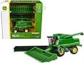 John Deere 9610 Combine with 12-Row Corn Head and Draper Grain Head Green ""Replica Play"" Series 1/64 Diecast Model by ERTL TOMY
