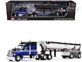 Kenworth W990 76"" Mid-Roof Sleeper and MAC Half Round End Dump Trailer Blue and Black 1/64 Diecast Model by DCP/First Gear