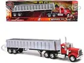 Kenworth W900 Frameless Dump Truck Red and Chrome ""Long Haul Trucker"" Series 1/32 Diecast Model by New Ray