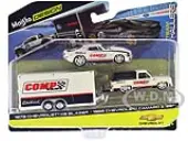 1979 Chevrolet K5 Blazer White and Black and 1968 Chevrolet Camaro Z/28 White with Stripes with Enclosed Car Trailer ""Comp Cams - Edelbrock"" ""Team Ha