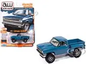 1981 Chevrolet Silverado Stepside Pickup Truck Blue ""Muscle Trucks"" Series 1/64 Diecast Model Car by Auto World