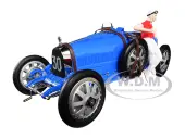 Bugatti T35 30 Grand Prix Bright Blue Livery with a Female Racer Figurine Limited Edition to 600 pieces Worldwide 1/18 Diecast Model Car by CMC
