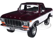 1978 Ford Bronco Ranger XLT (Open Top) with Spare Tire Burgundy Metallic and White ""Timeless Legends"" Series 1/24 Diecast Model Car by Motormax