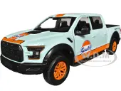 2017 Ford F-150 Raptor Pickup Truck Light Blue with Orange Stripes ""Gulf Oil"" ""Gulf Die-Cast Collection"" 1/27 Diecast Model Car by Motormax