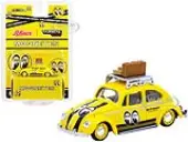 Volkswagen Beetle Low Ride Yellow with Roof Rack and Luggage ""Mooneyes"" ""Collaboration Model"" 1/64 Diecast Model Car by Schuco &amp; Tarmac Works