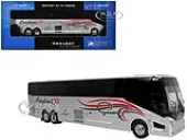 Prevost H3-45 Coach Bus ""Cardinal Transportation"" Silver Metallic with Graphics Limited Edition 1/87 (HO) Diecast Model by Iconic Replicas