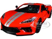 2020 Chevrolet Corvette C8 Stingray Red with Silver Racing Stripes ""Timeless Legends"" 1/24 Diecast Model Car by Motormax