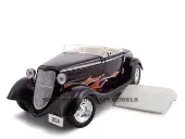 1934 Ford Custom Convertible Black With Flames 1/24 Diecast Car Model by Unique Replicas