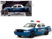 Rick Grimes Ford Crown Victoria ""Sheriff"" Blue and White ""The Walking Dead"" (2010-2022) TV Series ""Hollywood Rides"" Series 1/32 Diecast Model Car by