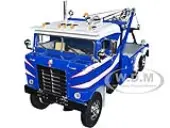 1953 Kenworth Bullnose Heavy-Duty Holmes Wrecker Tow Truck Rich Blue and White 1/34 Diecast Model by First Gear