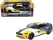 2018 Ford Mustang GT 38 White and Matt Black with Yellow Graphics ""GT Racing"" Series 1/24 Diecast Model Car by Motormax