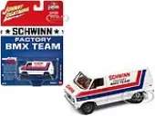1976 Chevrolet G20 Van White with Stripes ""Schwinn Factory BMX Team"" ""Pop Culture"" 2023 Release 1 1/64 Diecast Model Car by Johnny Lightning