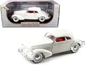1936 Cord 810 Coupe White with Red Interior 1/18 Diecast Model Car by Signature Models